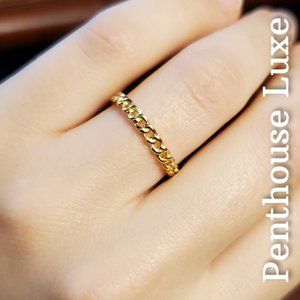 REAL 925 Sterling Silver Yellow Gold Chain Link Ring